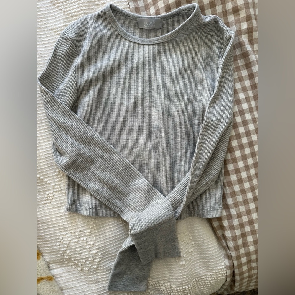 Nuuds Waffle knit Long Sleeve Crop Shirt